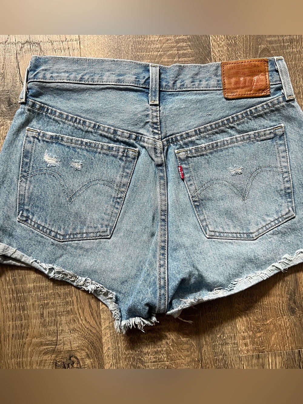 Levi's Light Wash Distressed Denim Cutoff Shorts